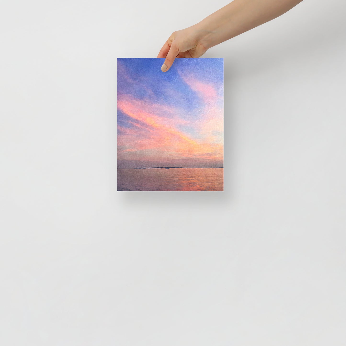 Hilton Head Island sunset art print, A Blurry but Beautiful Horizon, adds a gentle coastal feel to cozy bedroom settings.