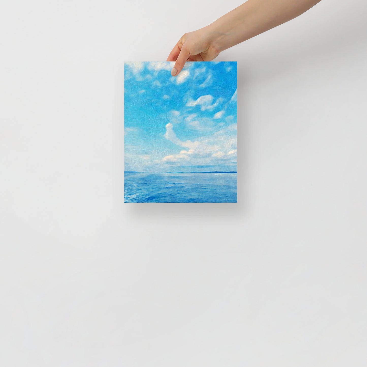 Hilton Head cloudscape art, Cloud Study 2, adding calm and airy ambiance to a modern bedroom decor.