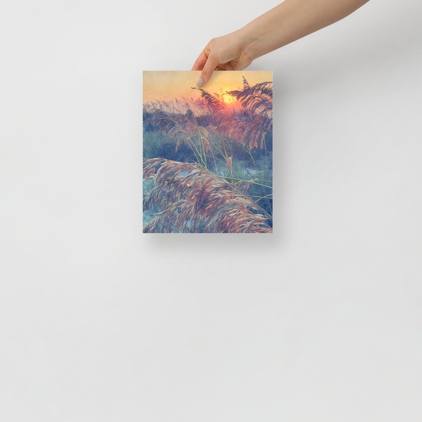 Hilton Head Island beach art print, Sea Oats in Sunlight, adds warm coastal ambiance to home decor.