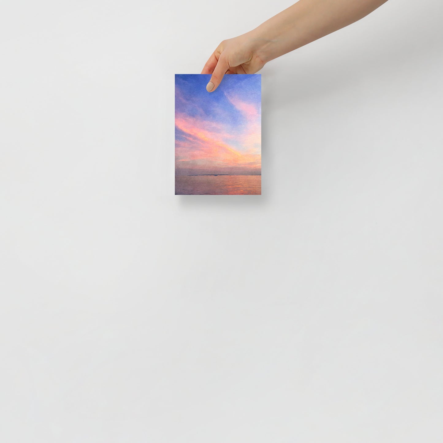 A Blurry but Beautiful Horizon abstract coastal art print with soft sunset hues, for home or office decor.
