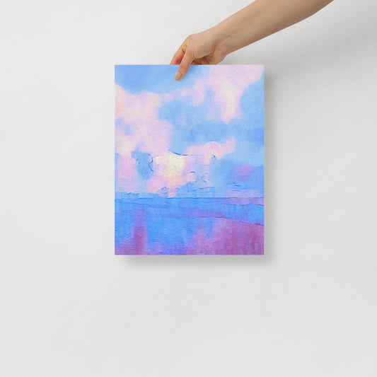 A New View abstract art print featuring vibrant coastal-inspired shapes and colors, for contemporary living room decor.