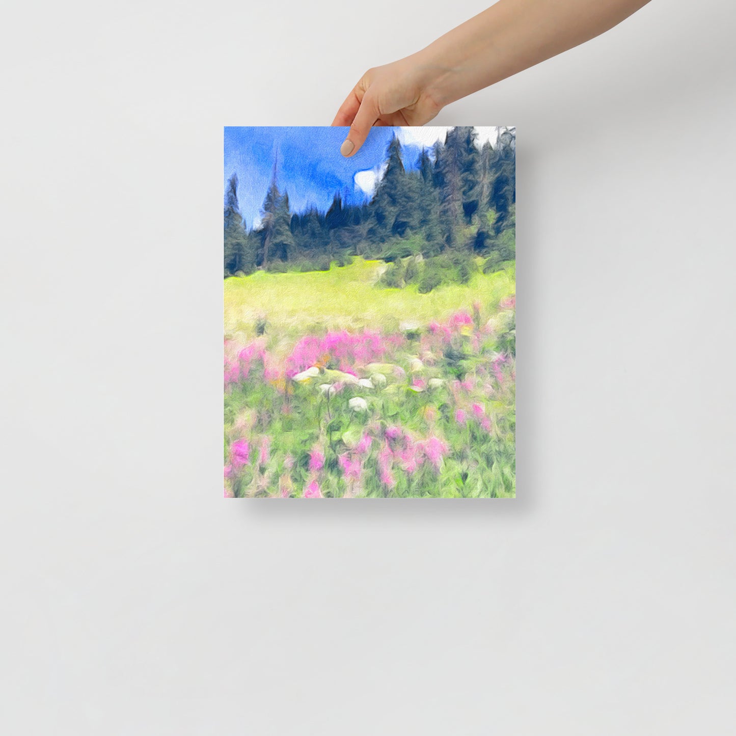 And the Earth, She Still Found Places to Bloom mountain art print with vibrant Colorado wildflowers for rustic home decor.