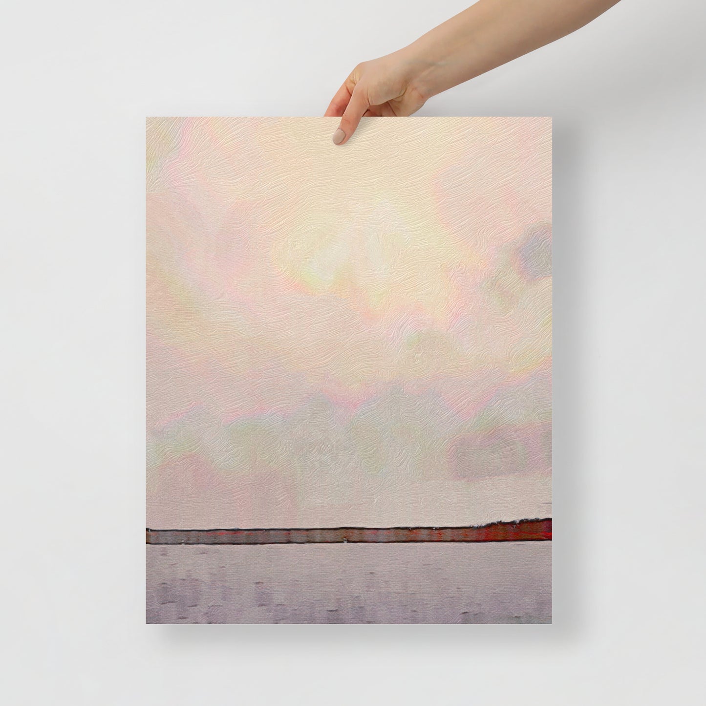 Close-up of Another Horizon on Fire print, showcasing dramatic sunset colors over the horizon, ideal for bold wall decor.