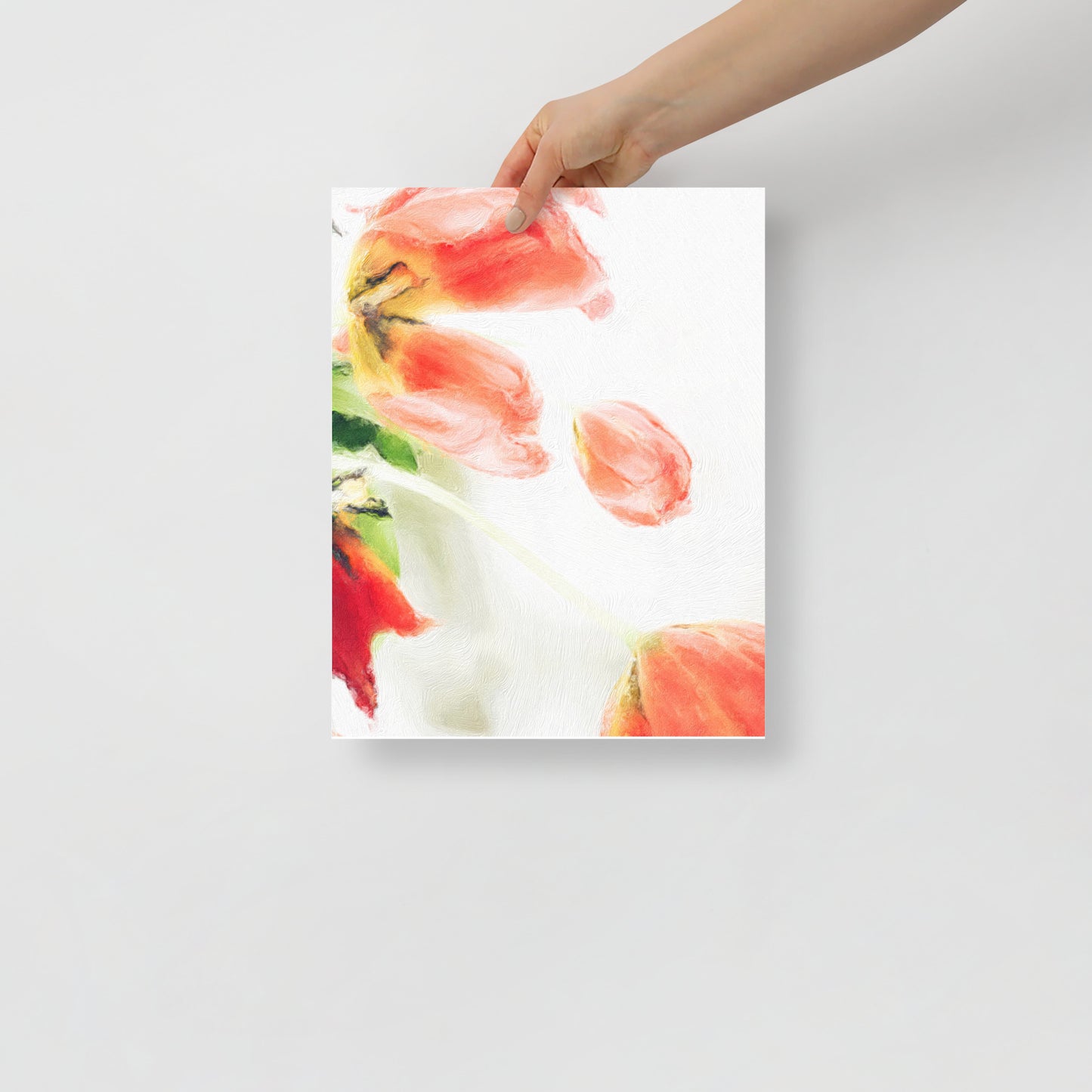 Between Bloom and Fade tulip art print for modern living room decor.