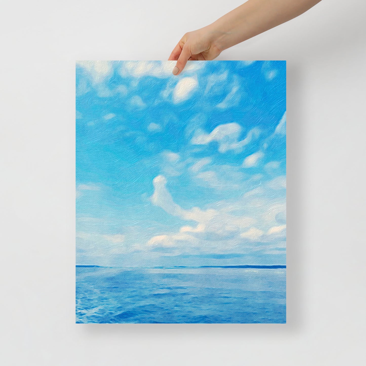Close-up of Cloud Study 2 print, highlighting soft, abstract clouds against a serene sky, perfect for tranquil wall decor.