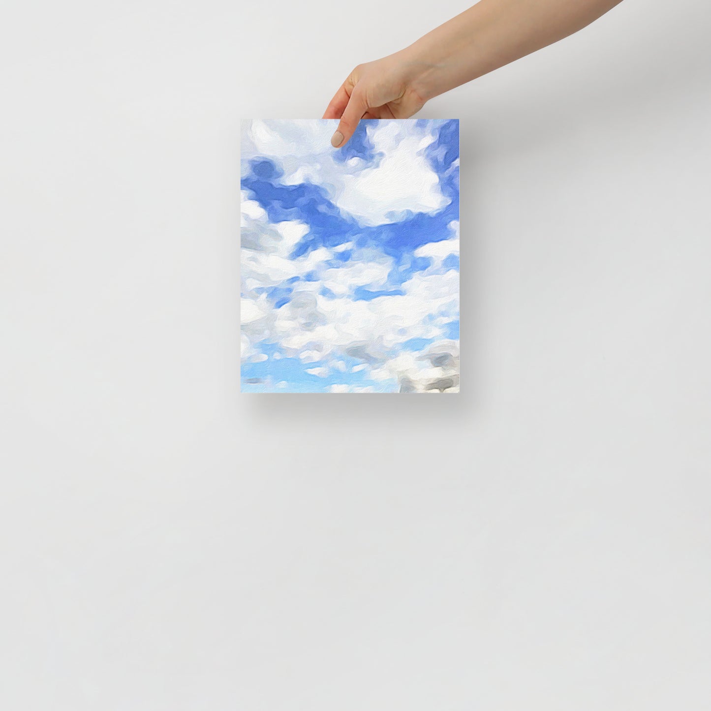 Hilton Head cloudscape art print, Cloud Study 3, adding a tranquil and airy ambiance to a modern bedroom.