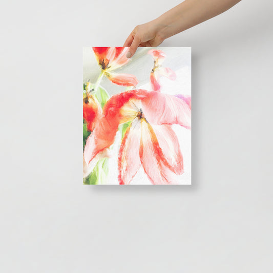 Cradle of Petals tulip art print for serene bedroom decor.