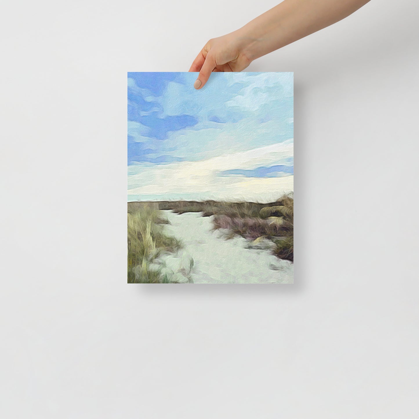 Daybreak on Hilton Head beach art print featuring a serene coastal sunrise with soft light over the dunes, for peaceful living room decor.