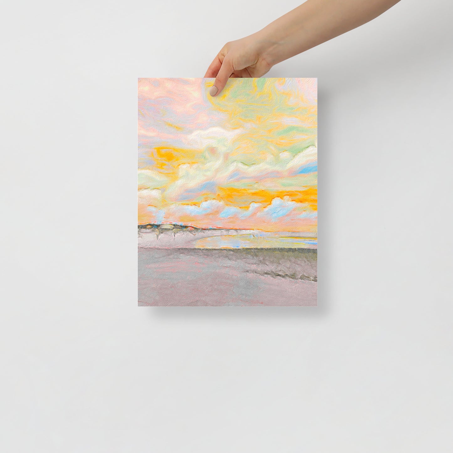 Fish Haul in Color art print with vibrant beach colors inspired by Hilton Head’s Fish Haul Beach, for coastal-themed homes.