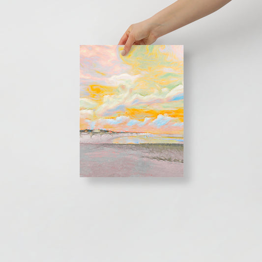 Fish Haul in Color art print with vibrant beach colors inspired by Hilton Head’s Fish Haul Beach, for coastal-themed homes.