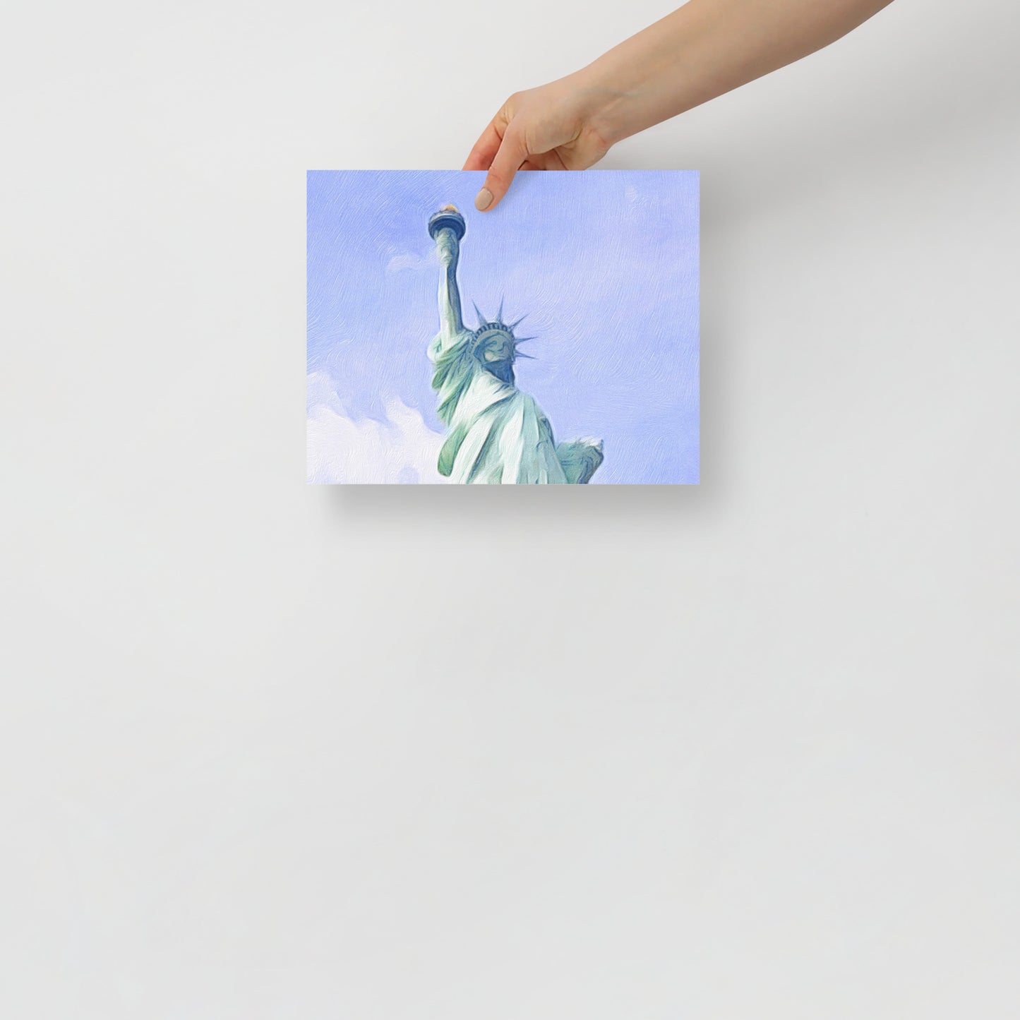 Statue of Liberty art print, I Lift My Lamp, bringing a sense of pride and freedom to a modern home office.