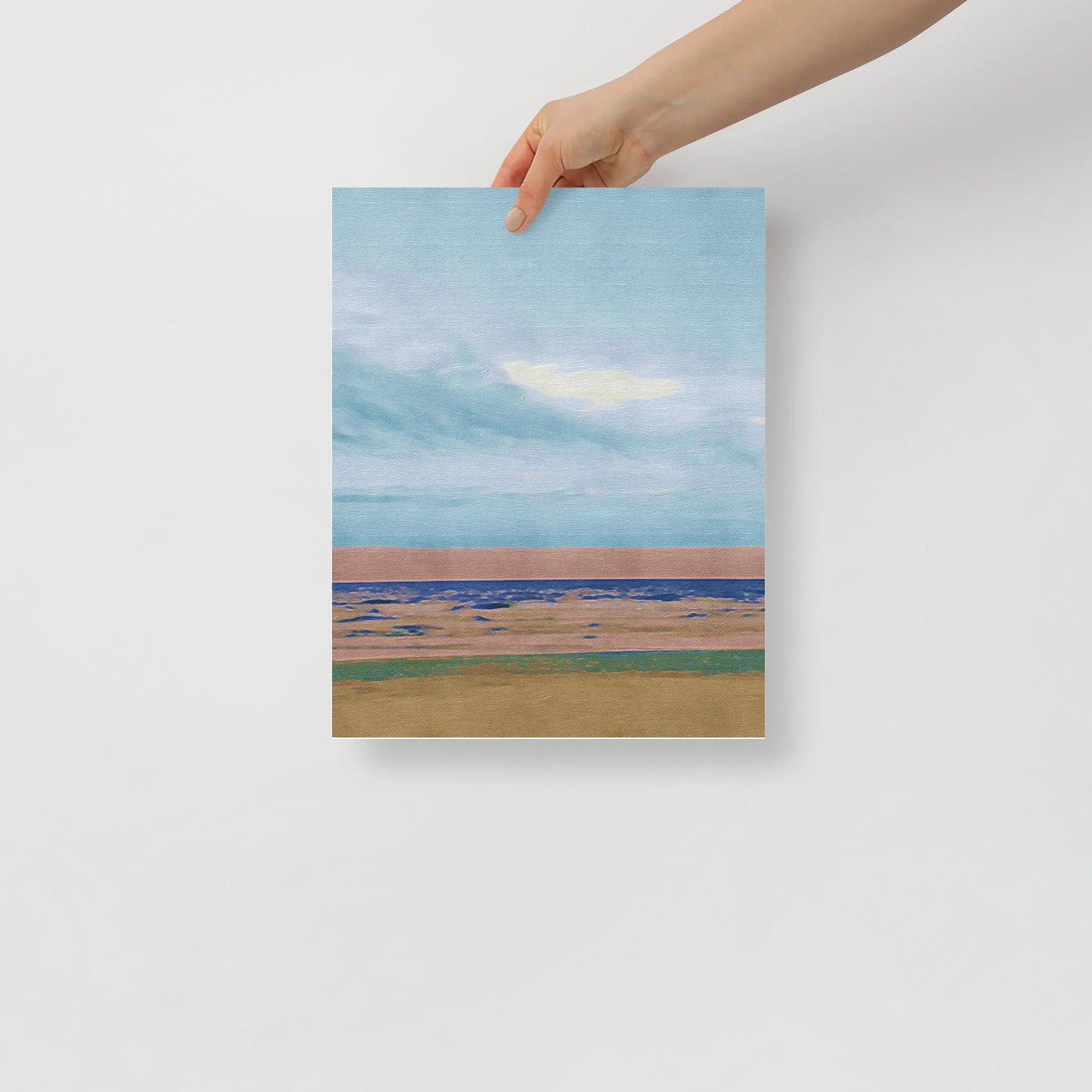 Leaving the Desert Behind art print featuring a desert landscape with rich earth tones and expansive skies, for rustic Southwest-inspired living room decor.