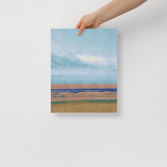 Leaving the Desert Behind art print featuring a desert landscape with rich earth tones and expansive skies, for rustic Southwest-inspired living room decor.