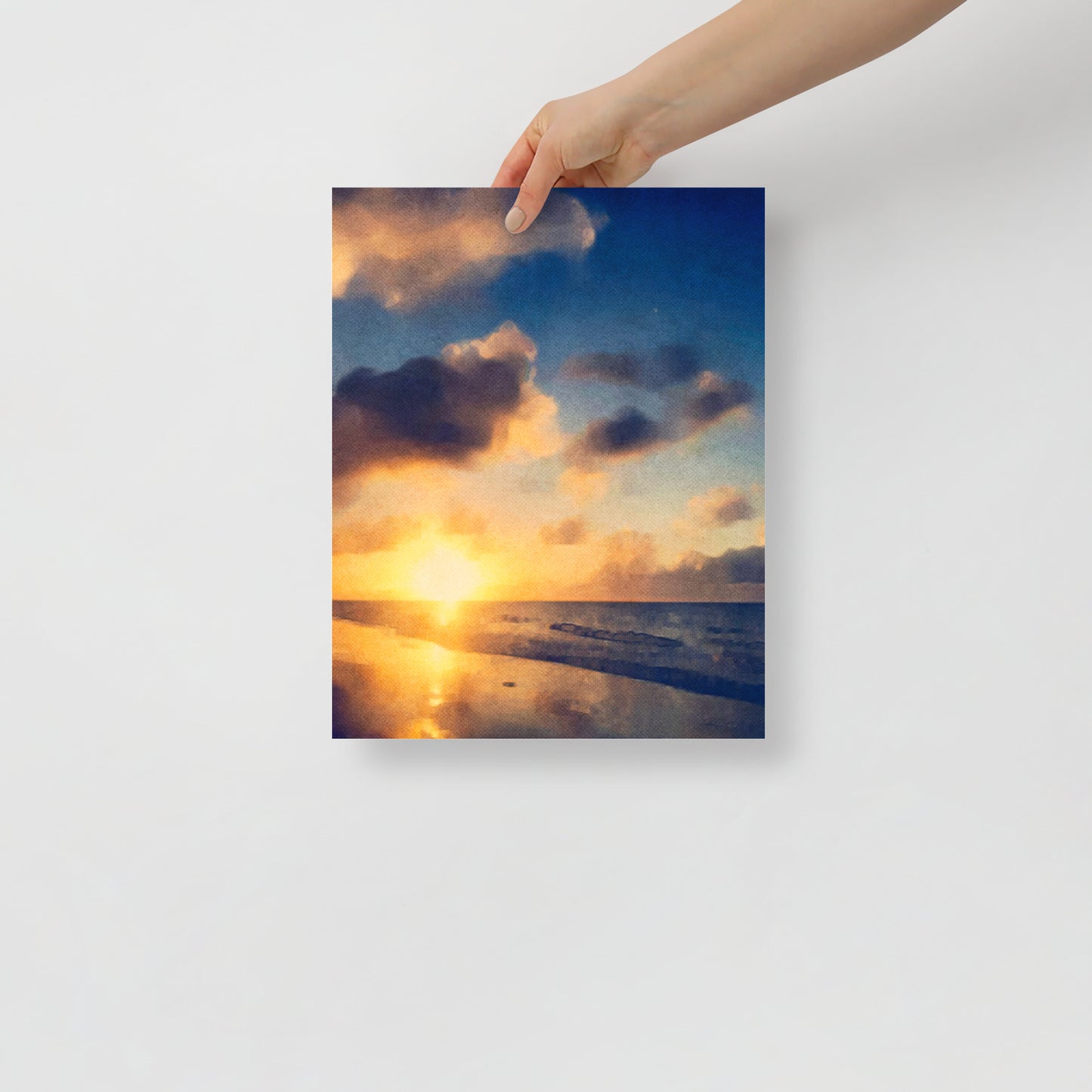 Morning’s Reach art print featuring a bright Hilton Head sunrise with warm, bold light, for a coastal-inspired room.