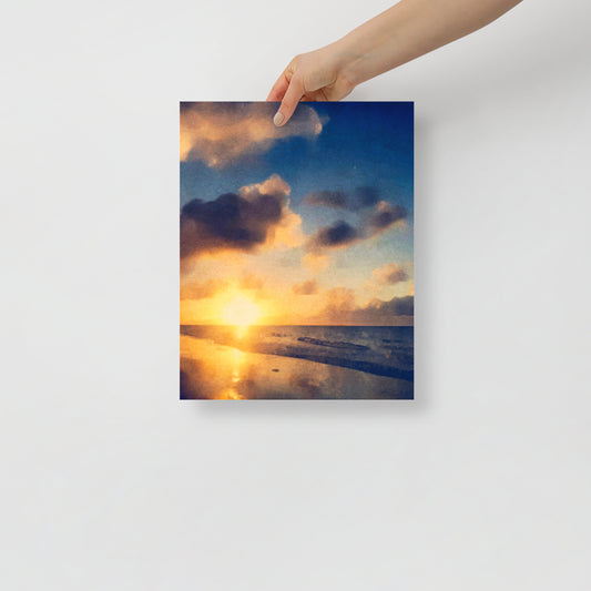 Morning’s Reach art print featuring a bright Hilton Head sunrise with warm, bold light, for a coastal-inspired room.