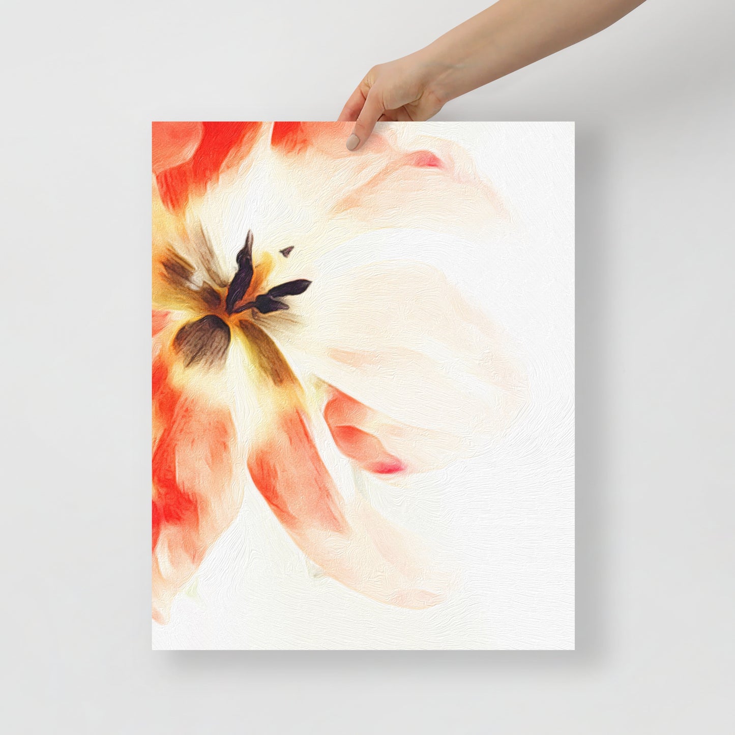 Close-up of Quiet Surrender tulip art print with soft pink tones.