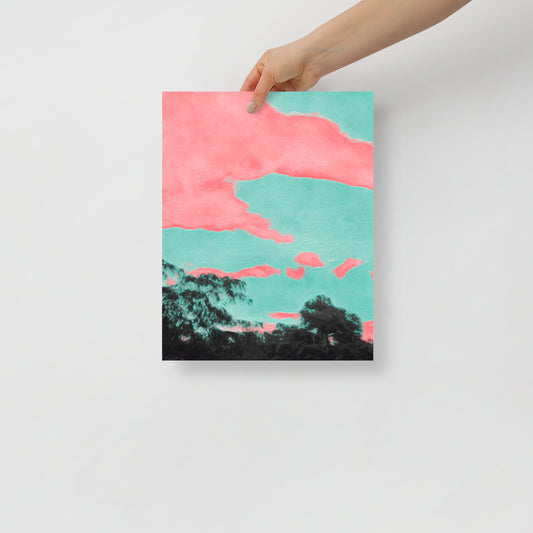 Reflections on Color abstract art print featuring bold colors inspired by coastal landscapes, for contemporary living room decor.