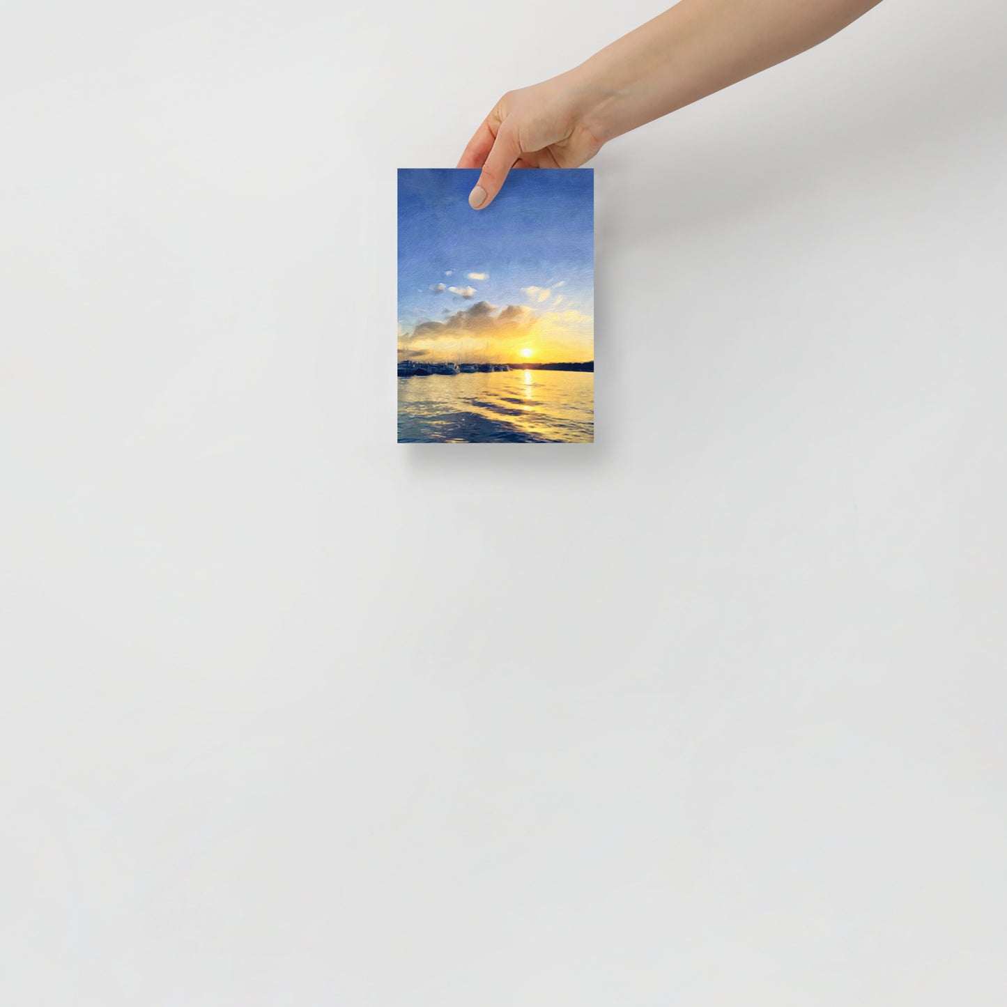 Hilton Head Island sunset art print, Sunset at Broad Creek Marina, adding a scenic coastal view to modern office decor.