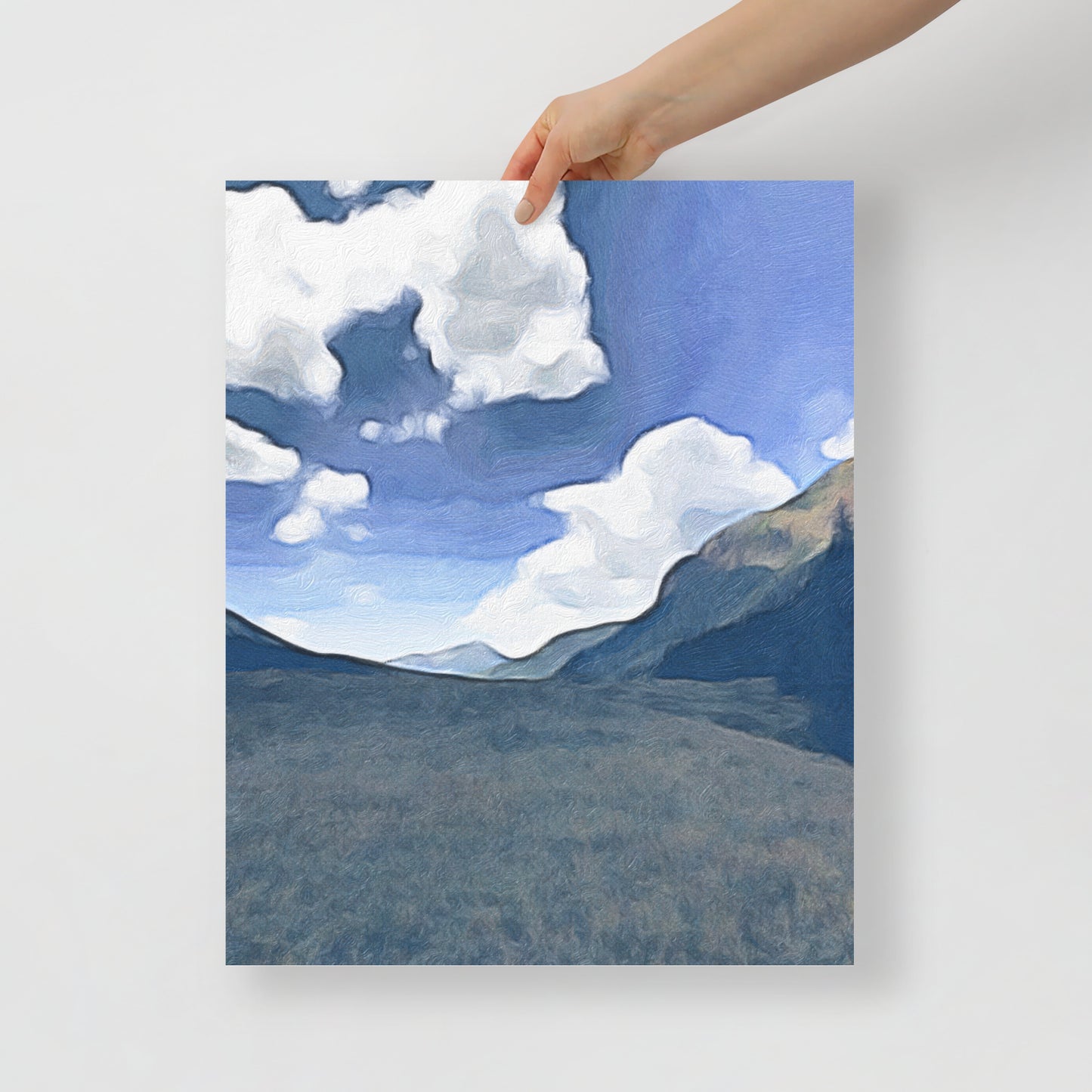 Close-up of Trying to Climb Above the Wound print showing detailed mountain textures and expansive sky.
